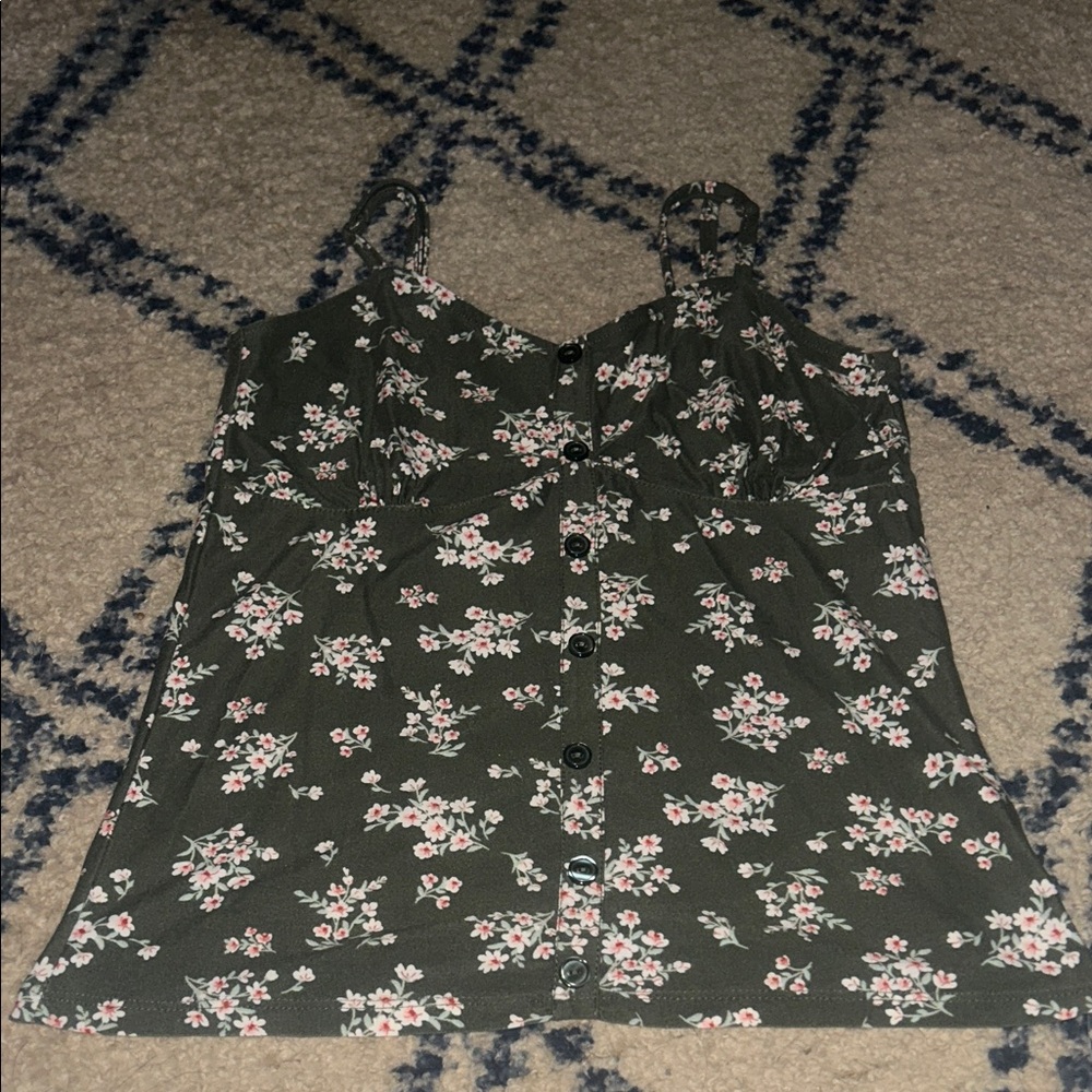 No Boundaries Green Floral Camisole
